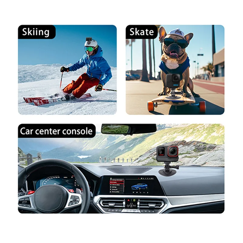 Smart-CQT Action-Kamera, flexibel, adaptiv, feste Basis für Gopro Insta360 X4 Motorradhelm, gebogene flache Halterungen