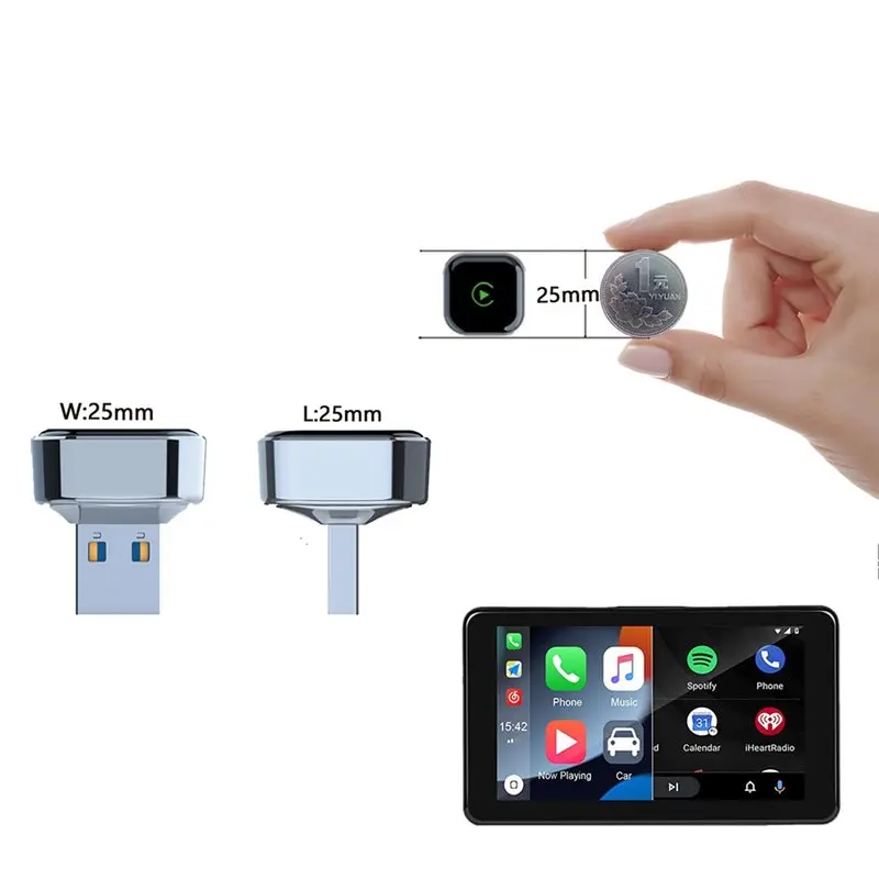 ABMF 2 in 1 Wireless Carplay Adapter, Converts Wired to Wireless Carplay, Plug & Play Carplay Device, USB-A Dual-Core, 1GB RAM,