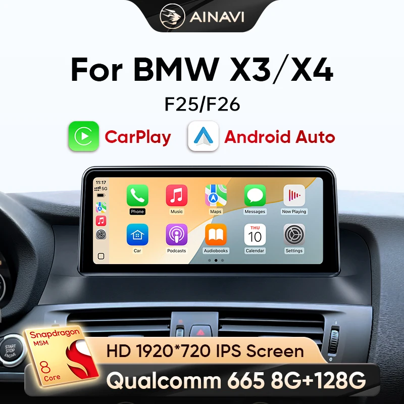 Ainavi Car Radio For BMW X3 F25 X4 F26 2011 - 2017 CIC NBT EVO System Wireless CarPlay Android Auto Car Multimedia Player 2 Din