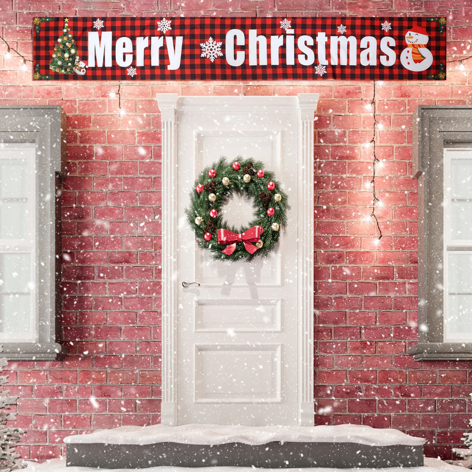 

1pc Garden Decoration Banner Festival Farmhouse Christmas Holiday Party Decorations Polyester Bright Color Fade Resistant