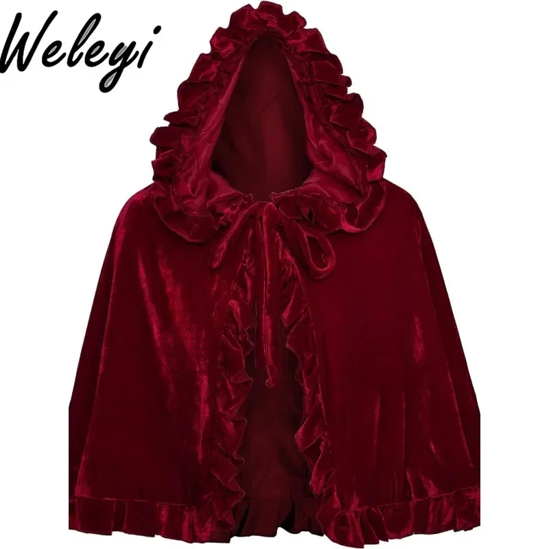 

Jirai Kei Clothes Halloween Velvet Cloak Ropa Mujer 2025 Autumn and Winter Sweet Versatile New Christmas Short Shawl Hooded Cape