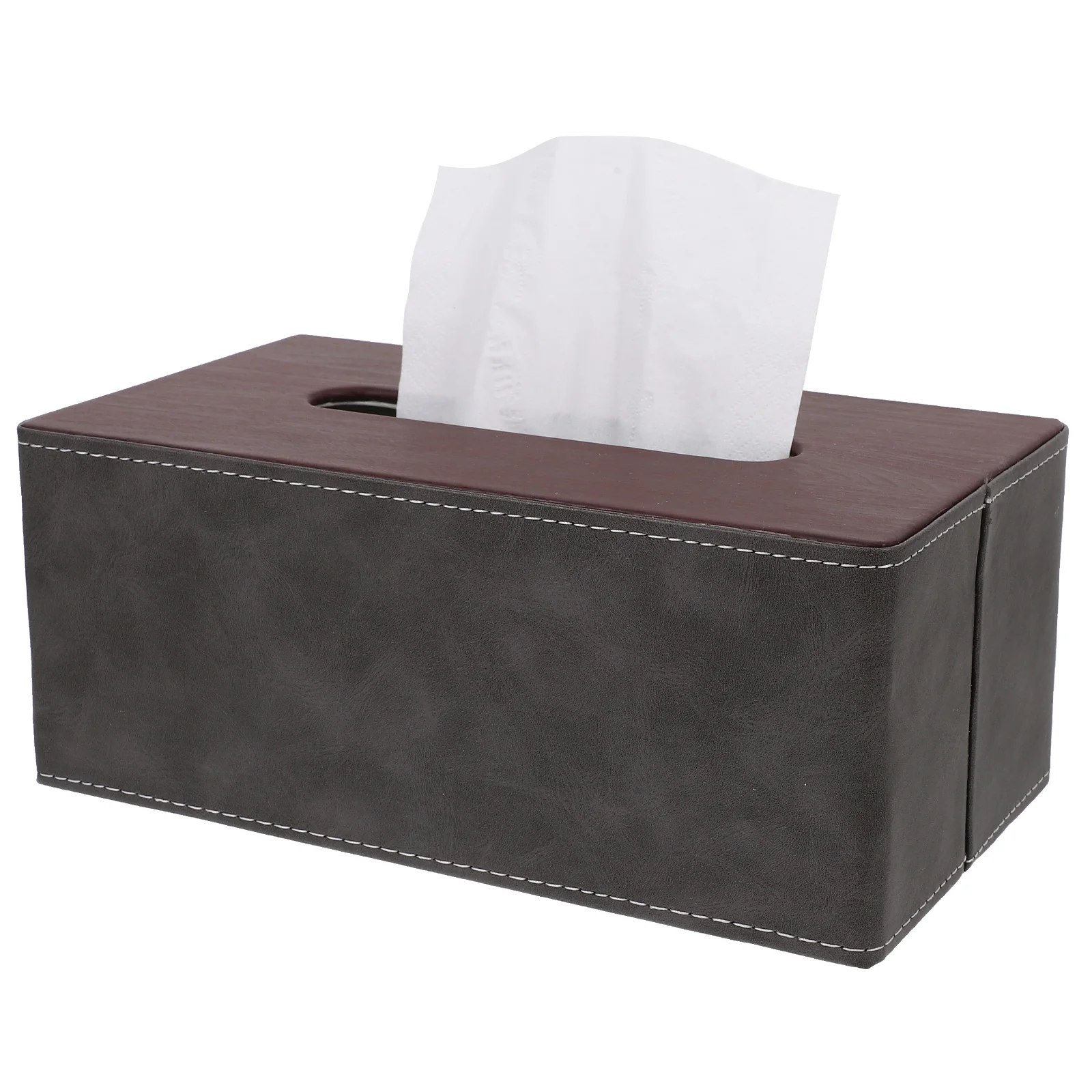 

Stylish Oak B Large Pu Tissue Box Cover Decorative Napkin Storage Case for Living Room