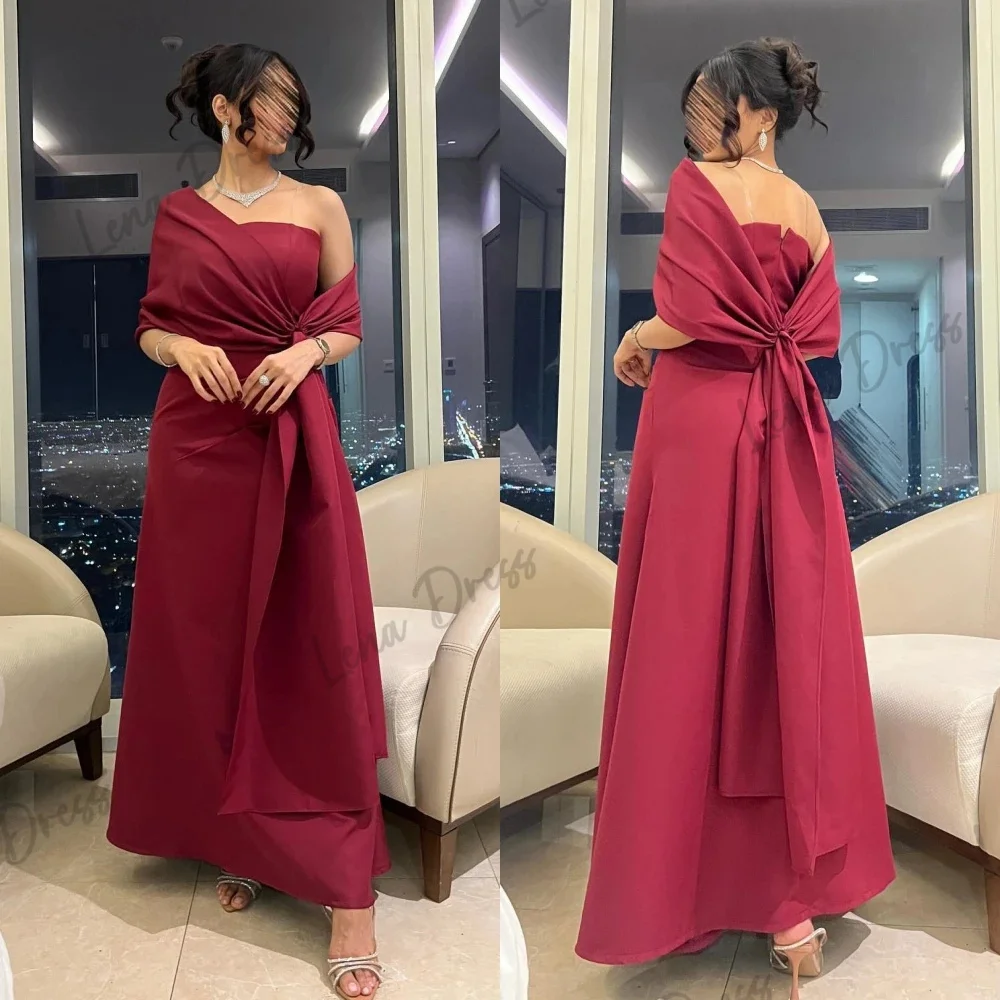 

Lena-2024 Classic Modern Style Formal Evening Dress with Strapless, Pleated A-line and Ankle Satin Customized Occasion Dress