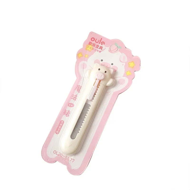 1 Piece Mini Utility Knife Kawaii Cartoon Piggy Rabbit Cat Box Cutter for Student Small Portable Durable Scrapbook Paper Cutter