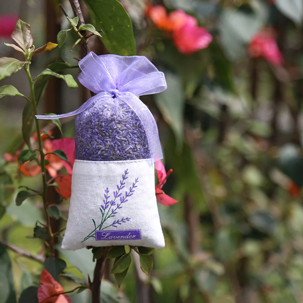 20pcs Empty Sachets Bag Flower Printing Fragrance Lavender Sachet Bag Purse (Dark Purple) lavender scented sachets