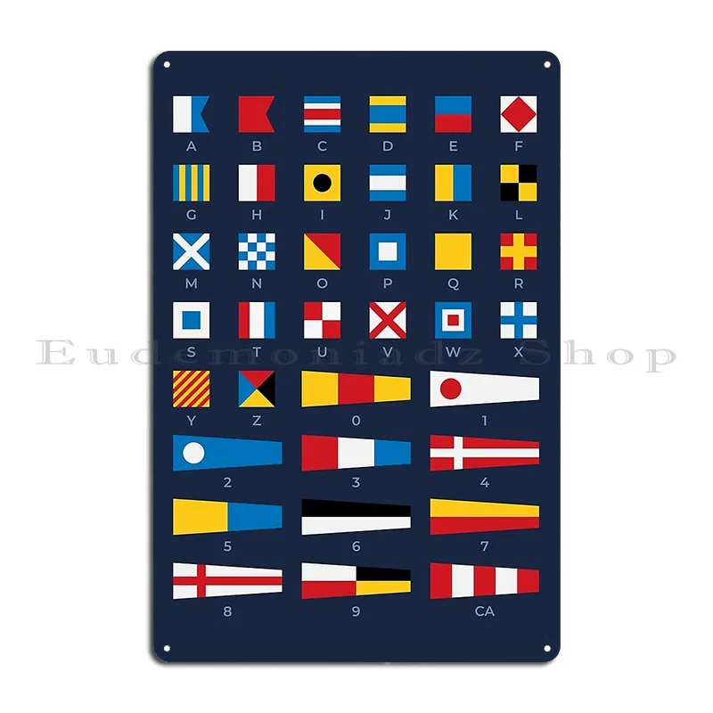 Nautical Maritime Signal Flags Alphabet Poster Metal Plaque Poster Rusty Wall Mural Cinema Printing Tin Sign Poster