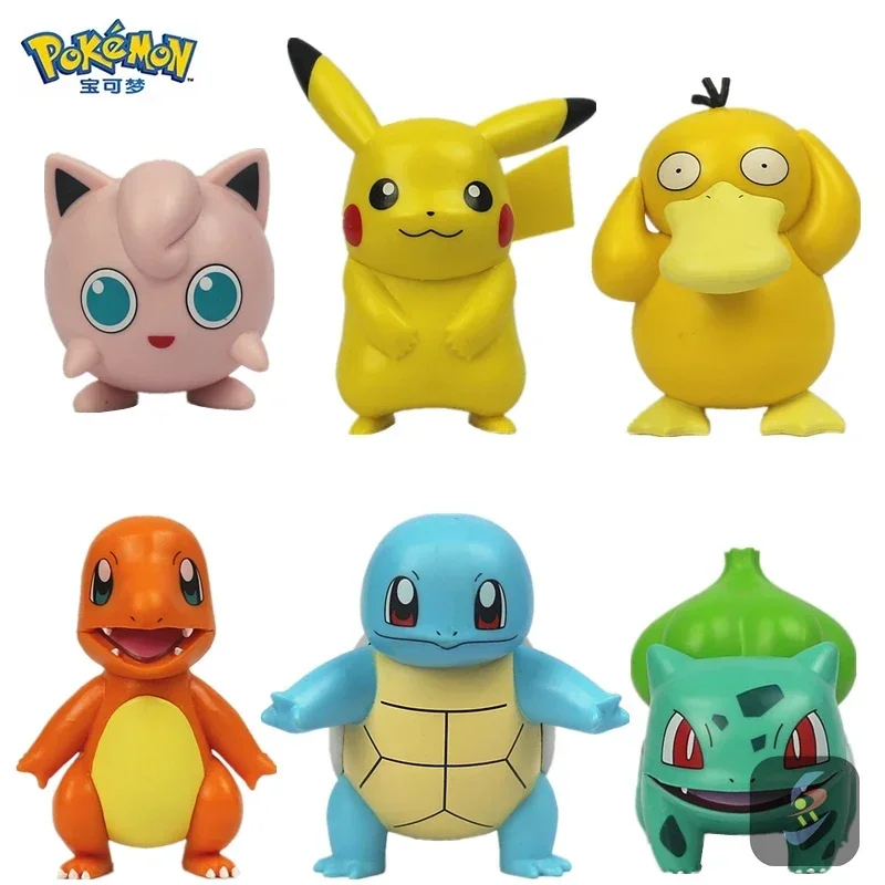 Figura de Anime de Pokémon para niños, Pikachu, Charmander, Squirtle, Bulbasaur, Psyduck, Linda muñeca de acción para mascotas, modelo coleccionable, regalo de juguete