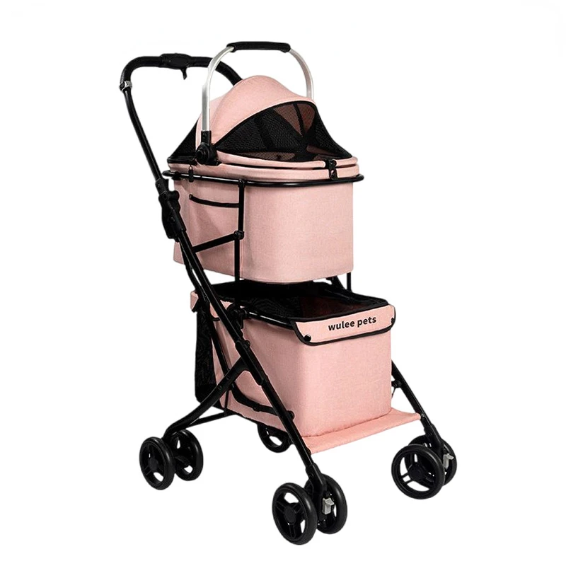 

The double-decker pet stroller is lightly foldable, and the detached cat and dog stroller pet outing stroller