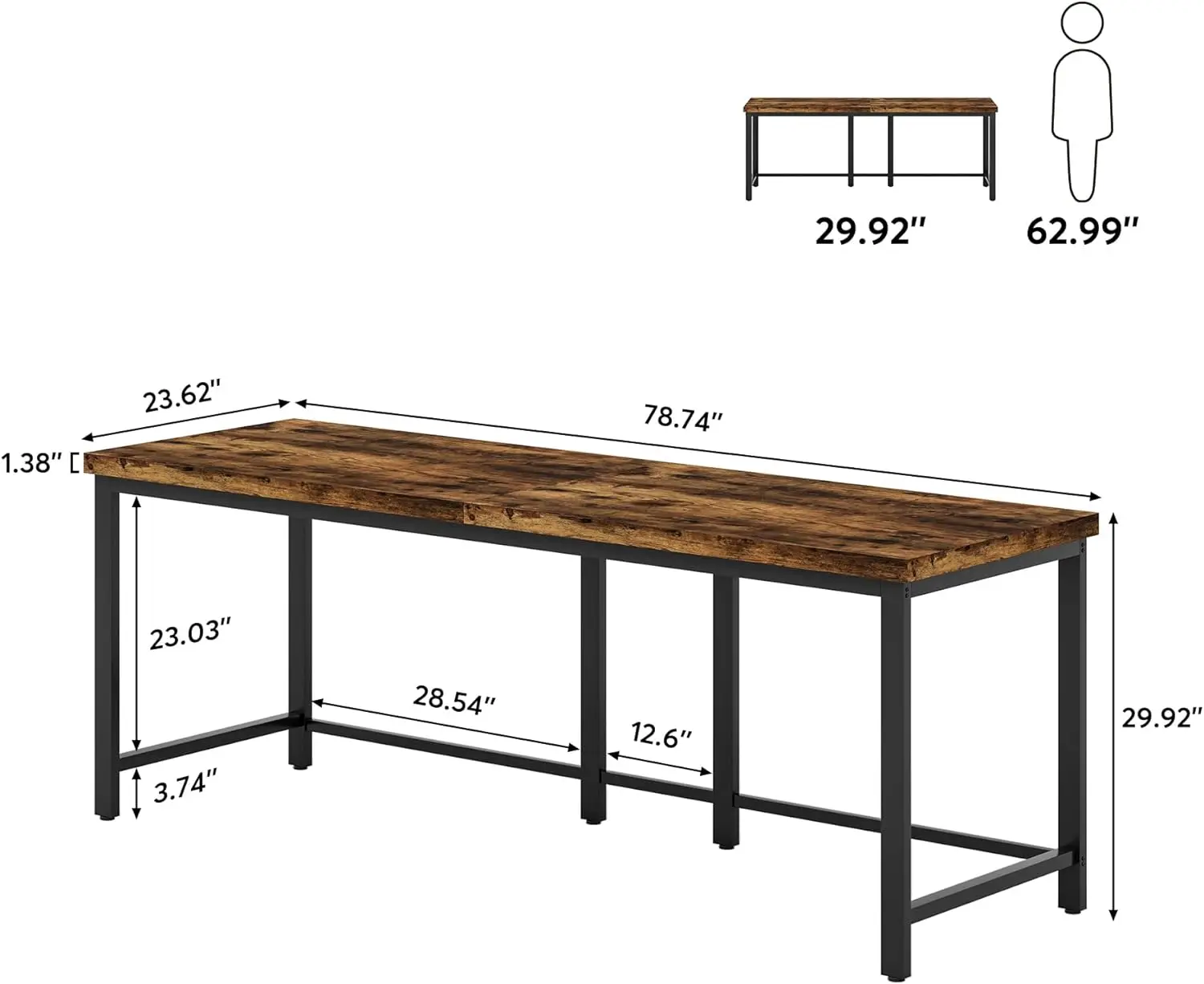 78.7 inch Double Computer Desk, Extra Long 2 Person Desk Workstation, Large Office Desk Study Writing Table for Home Office