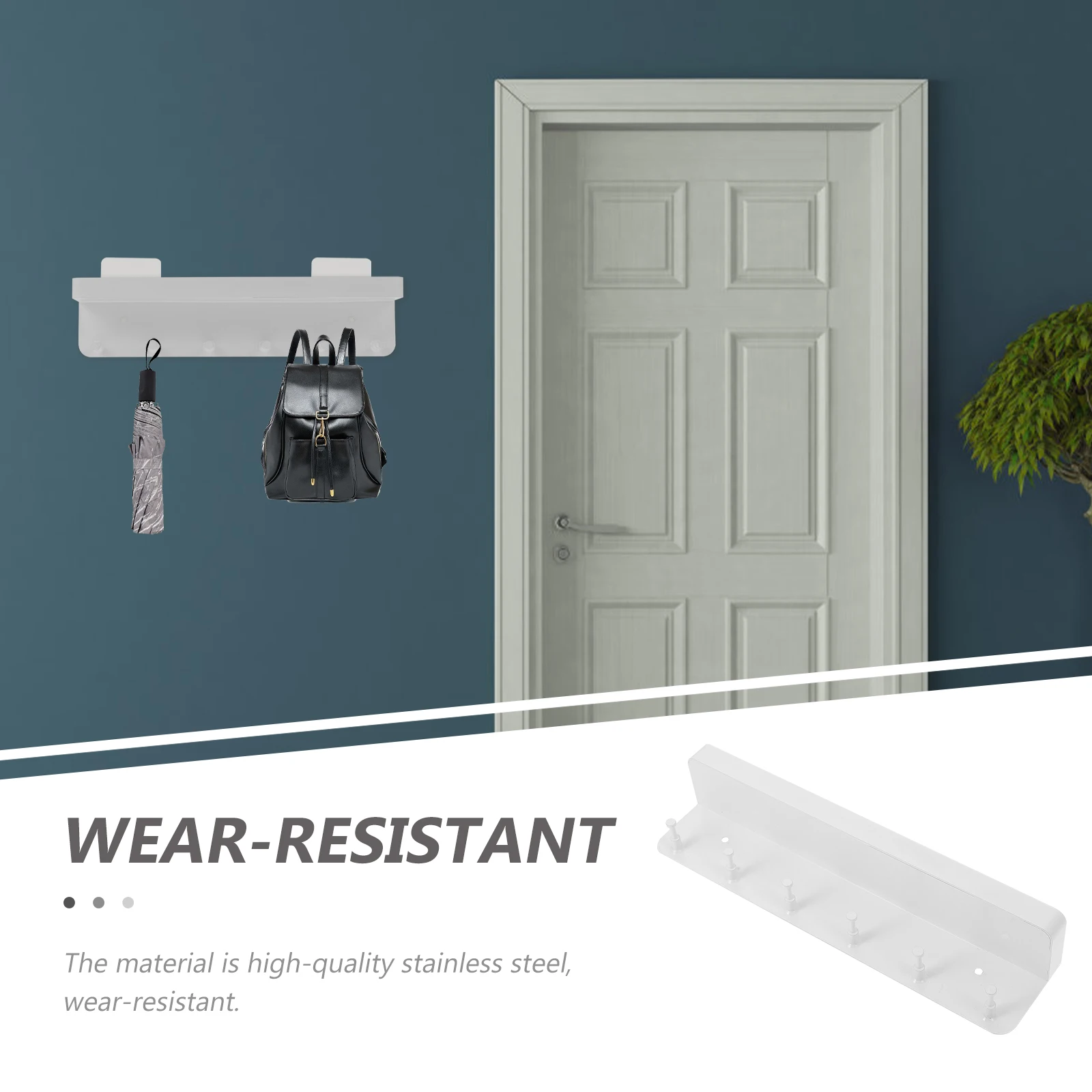 

1 set WallMounted StorageRack StainlessSteel UmbrellaHolder KeyChain Organizer HomeDecor PressStand ShelfStorage Solution