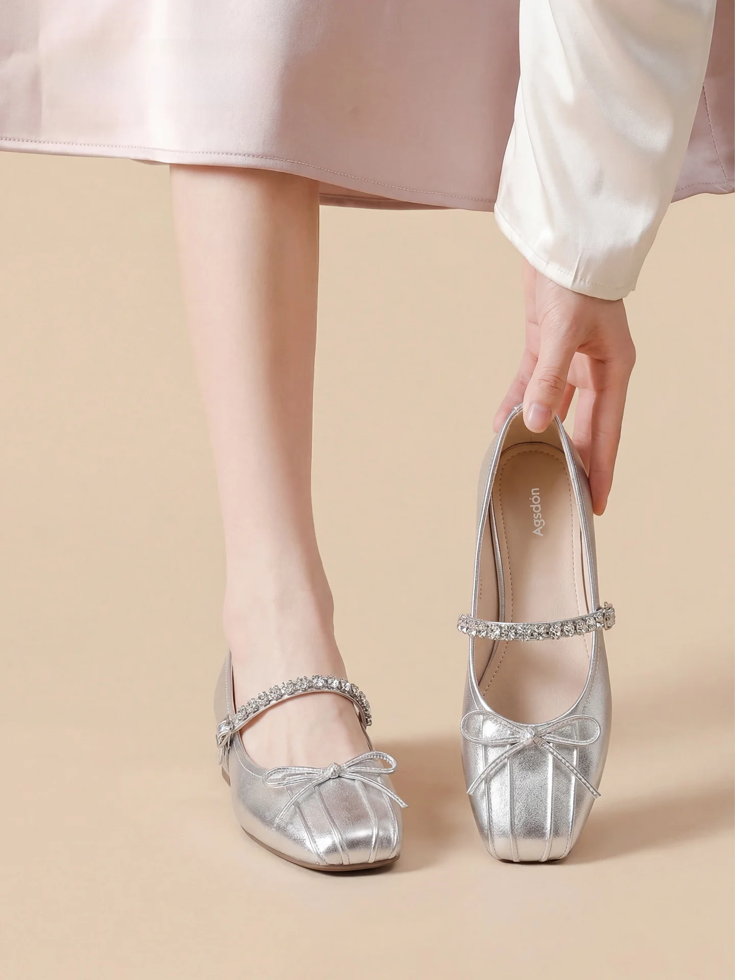 

Женские туфли Agsdon Silver Mary Jane на плоской подошве, весенне-летние, повседневные, модные, нескользящие, с цепочкой и леопардовым принтом, без застежек