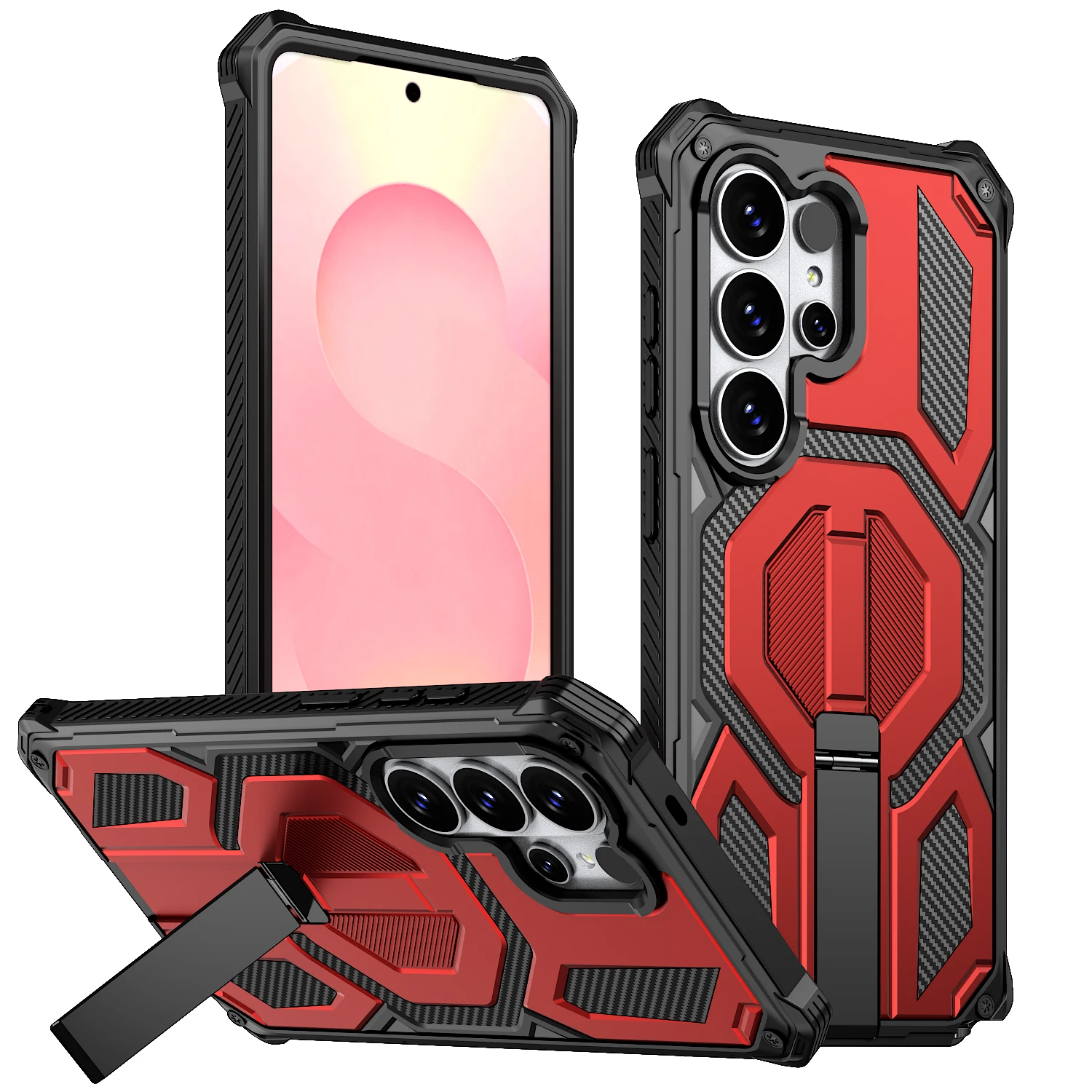 Magnetic Case for Samsung Galaxy S26 S25 S24 Ultra Plus FE Cover Armor Shockproof Stand Holder Shell for Magsafe Charge Fundas
