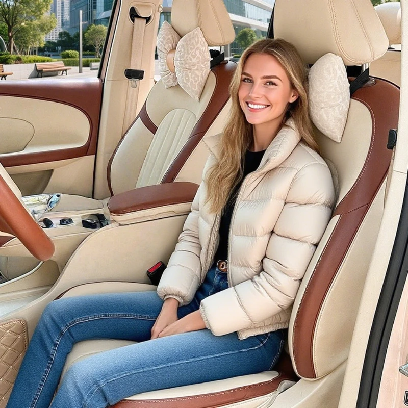 NEUES Auto-Kopfstützen-Nackenkissen mit Leopardenmuster, bequemes Auto-Nackenkissen, Auto-Innenraumbedarf, 1 Stück
