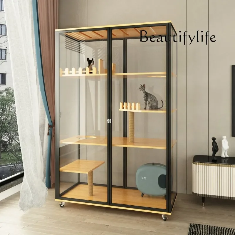 

FG52Vetrina panoramica per la stanza della casa per gatti in vetro senza ampio spazio per la personalizzazione della gabbia dome