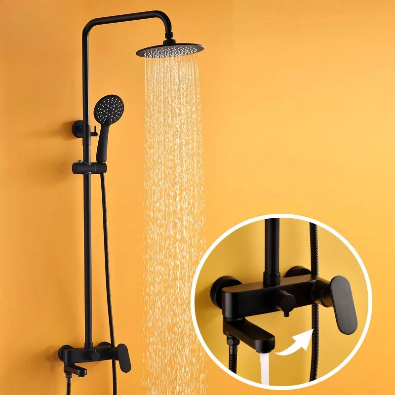 

Shower set, hot and cold all-copper black round shower