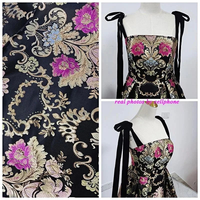 Jacquard Fabric Evening Dresses With Big Train A-line Evening Gown Vintage Elegant Party Dress Plus Size Abendkleider Customized