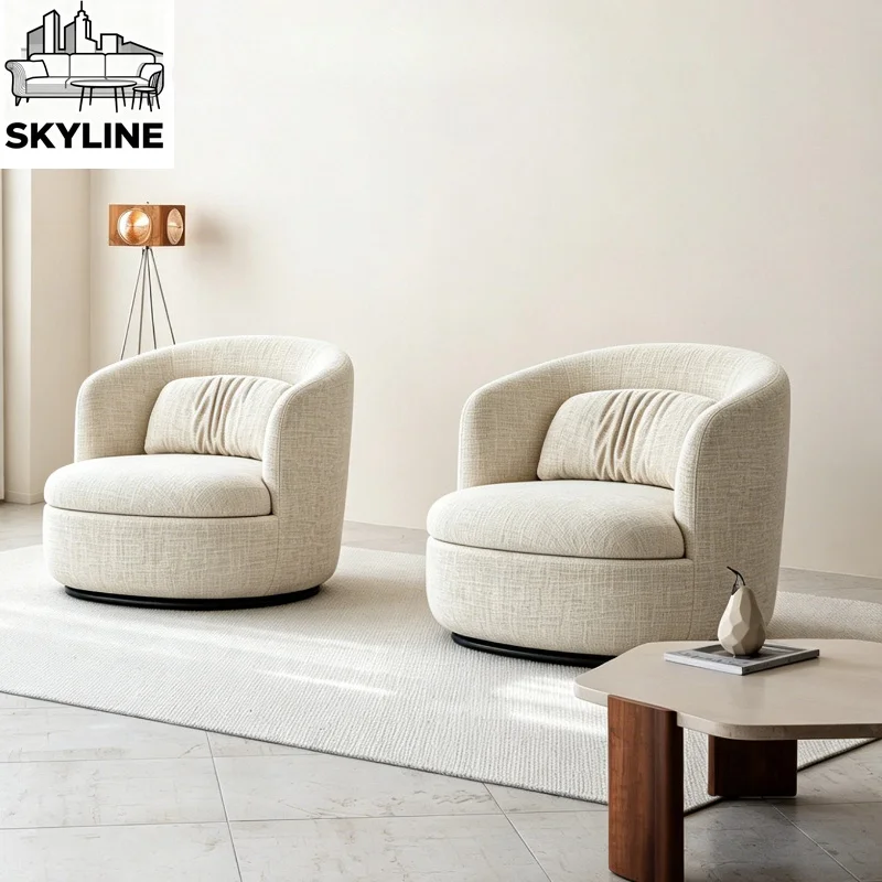 Medieval Rotatable Single Lounge Sofa, Vintage Lazy Chair for Homestay, Living Room & Show Flat