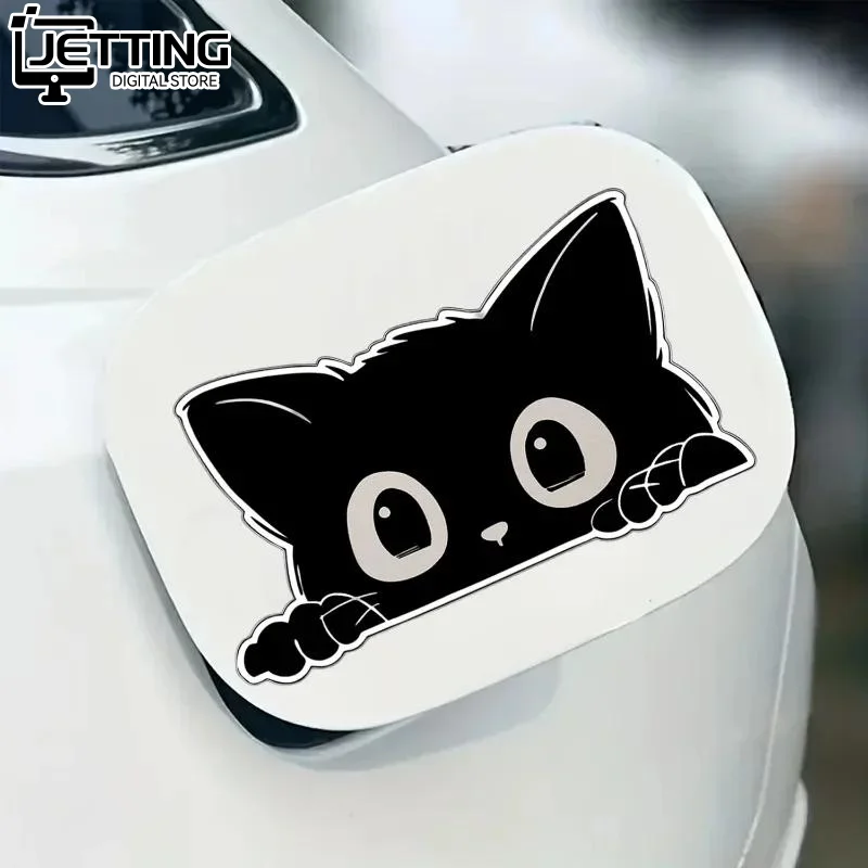 1/2PCS Poor Cat Is Stealing With Big Eyes Watch Vinyl Car Styling Cover Waterproof PVC Decals Car Sticker Accessories