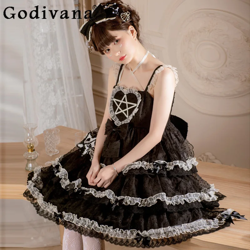 

Original Daily Cute Suspender Jsk Dress Women's Spring and Summer New Cosplay Party Dress Female Sleeveless Goth Dress