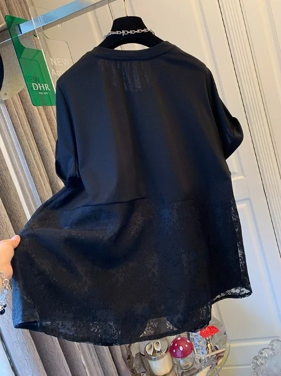 Unico bello estate iniziale da donna ort Sve T-irt Me vestito patchwork falso in due pezzi casual allentato sle materiale sottile