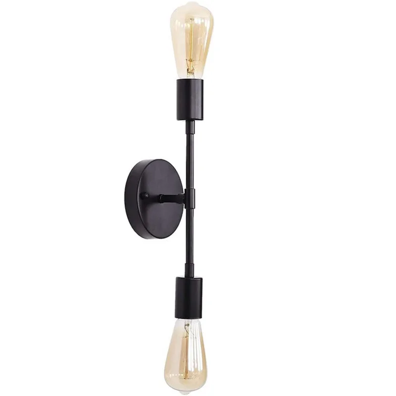 Double Head Industrial Wall Lights Black Bathroom Mirror Sconce Lamps for Bedroom Bedside Lighting Loft Interior Decor