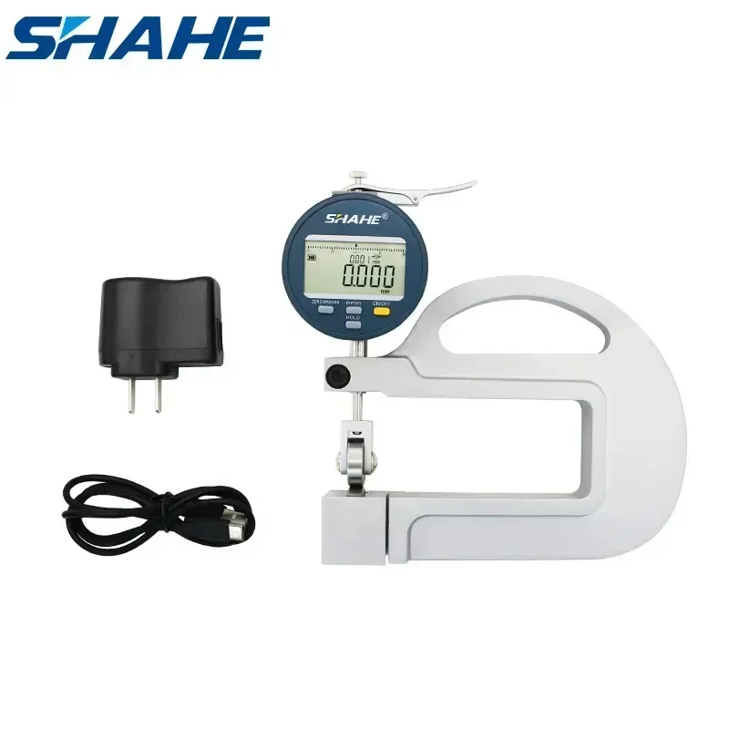 SHAHE High Precision 0.001 mm Electronic Digital Thickness Gauge 0-0.4 Inch/10mm Measuring Tool Rechargeable Battery