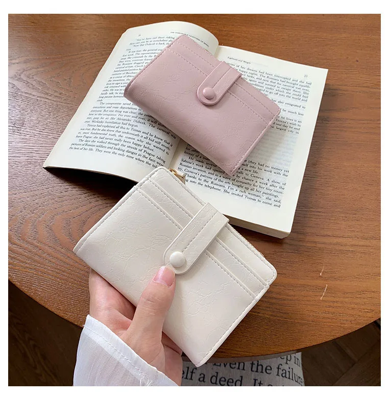 New Arrival  Leather PU Women's Short Wallet Fashion Casual Trifold Purse Multi-Card Holder Coin Purse hasp