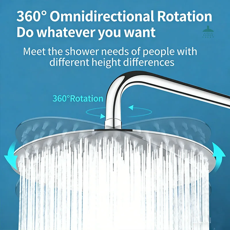 304 Stainless Steel Rain Shower Head, High Pressure Round Showerhead with 360° Rotation,  Pressurized Large Shower Head for Bath image 3