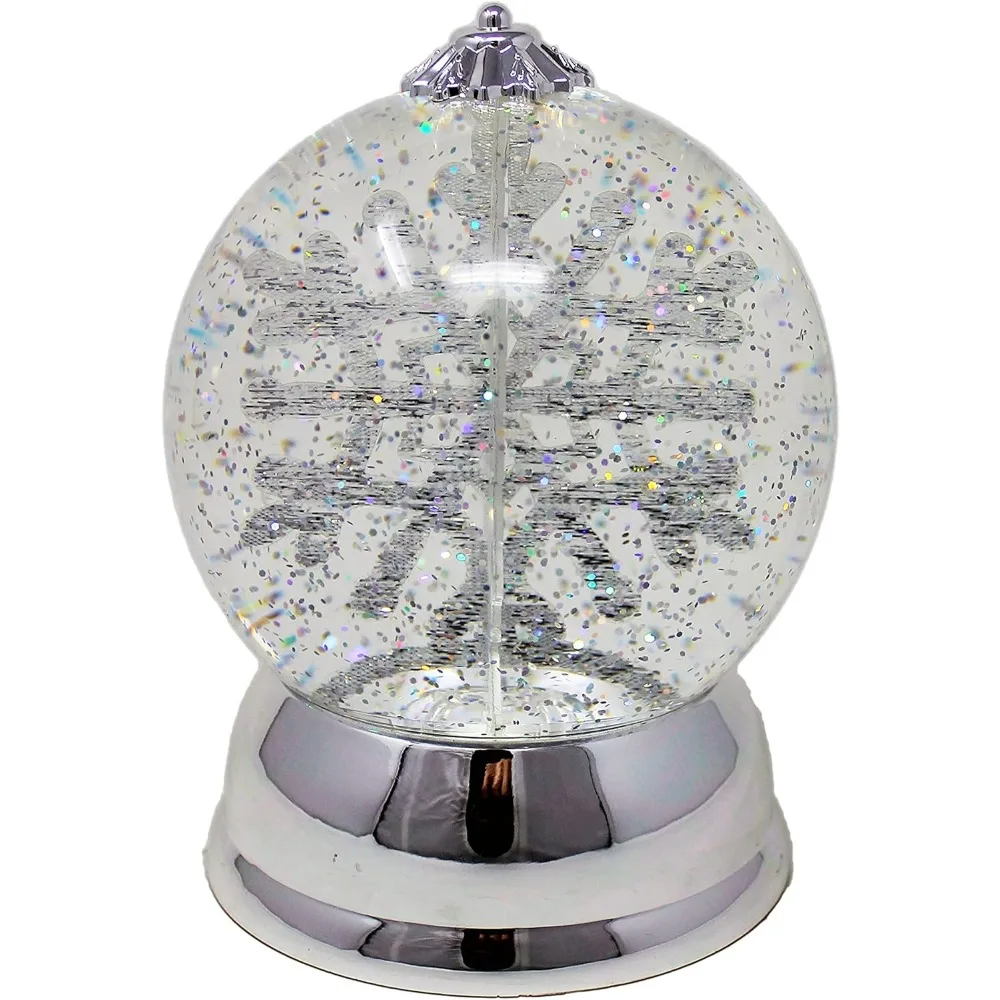 كرة ثلج مضيئة تعمل بالبطارية مع رقاقات ثلج دوارة، 6.5 ارتفاع × 4.5 عرض × 4.5 عميق