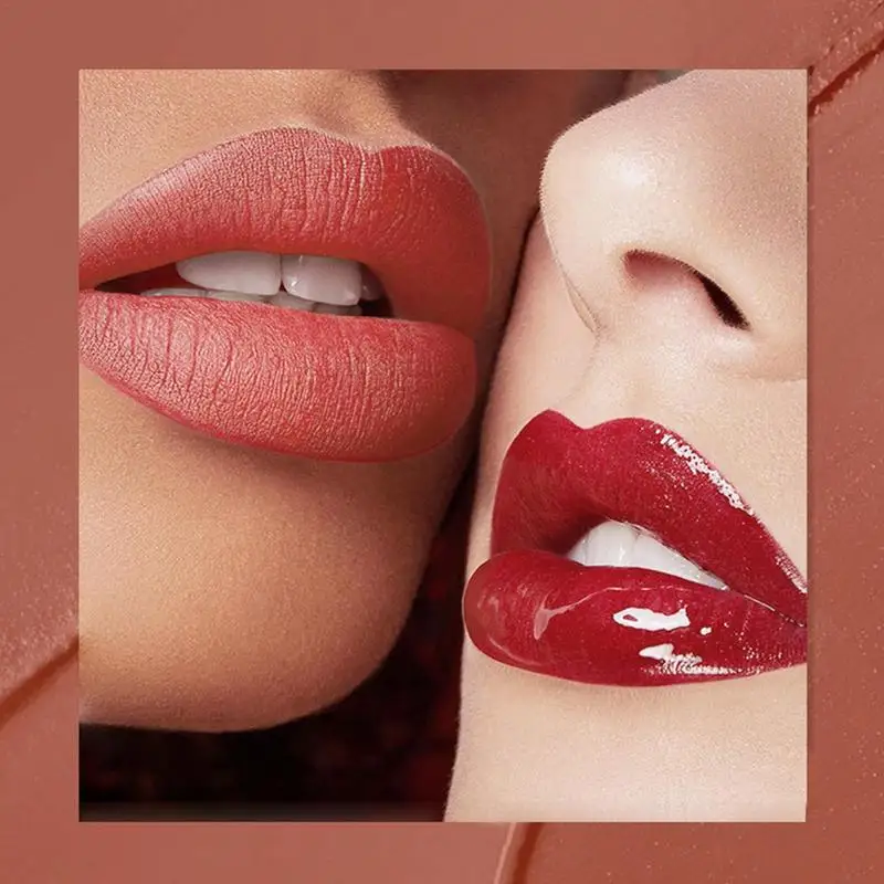 Brilho labial de veludo duplo fosco, batom líquido de tonalidade vermelha sexy, Lipgloss impermeável, esmalte labial duradouro