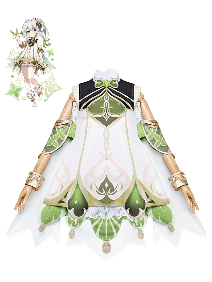 Costume de Cosplay de la Demoiselle d'Honneur Nahida Genshin Impact, avec Perruque du Seigneur Kusanali, Robe de Style Mignon, pour Fille et Enfant