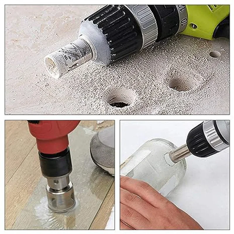

HGSW-Diamond Glass Drill Bit Set Diamond Marble Hole Opener Grinder Glass Hole Saw Drill Bit Extractor Easy To Use