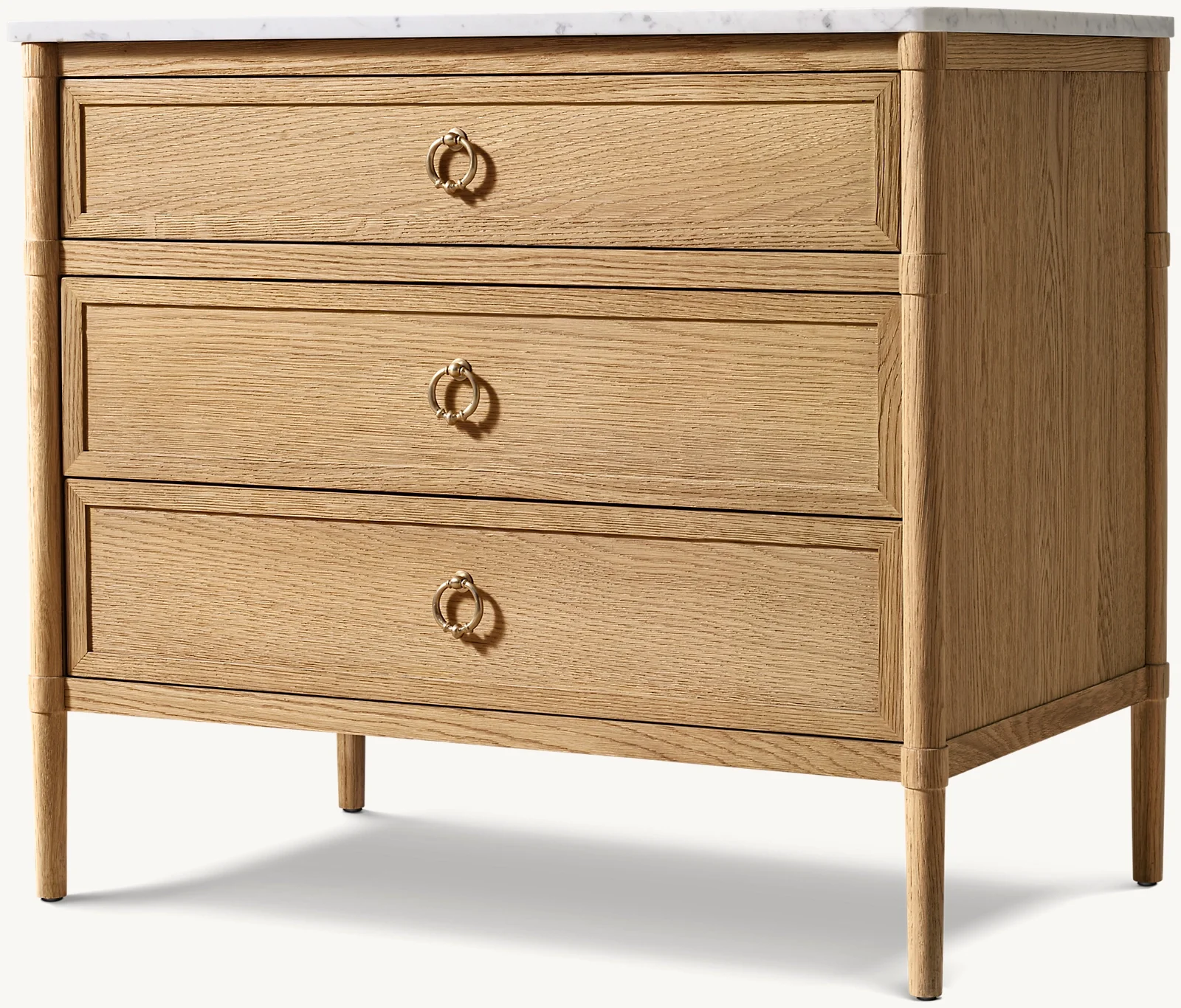 Modern Solid Wood Table 3 Drawers Bedroom Bedside Cabinet Storage Cabinet Marble Enclosed Bedside Cabinet