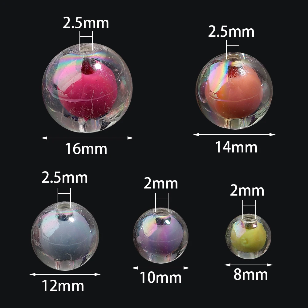 30-100Pcs 8/10/12/14/16mm Random Colored Acrylic Beads Loose Spacer Round Beads For Jewelry Making DIY Charms Bracelet Keychains