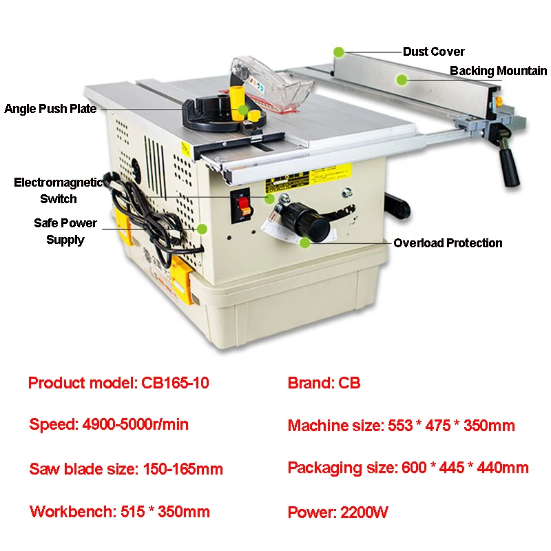 Ajustável Dustless Miter Saw, Deslizando Madeira Corte Tabela Saw, Madeira DIY Serra elétrica, ângulo, novo modelo, 2024