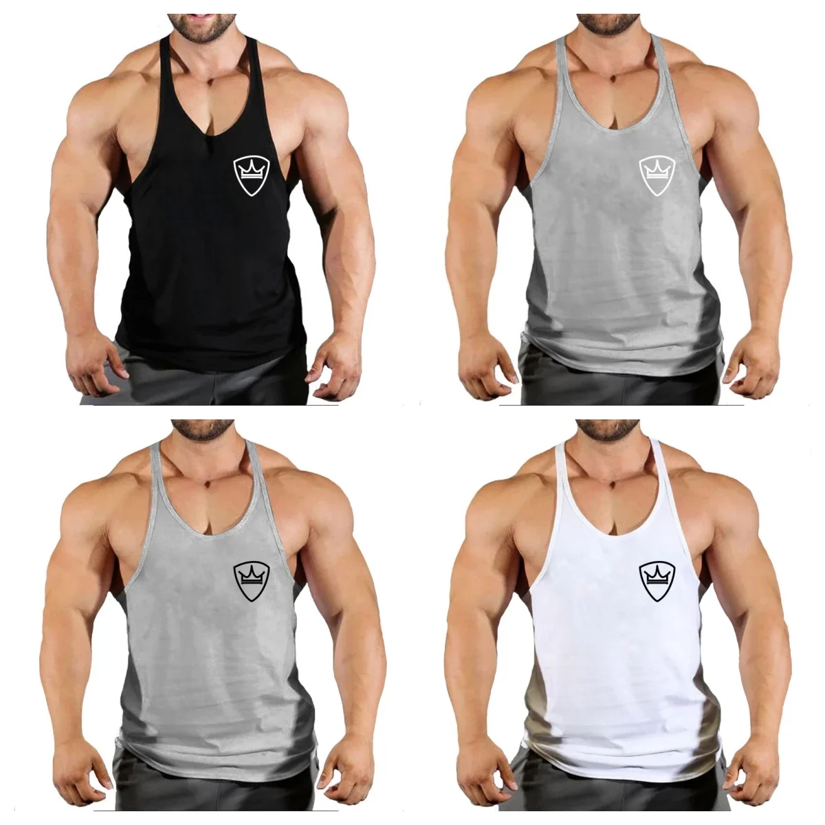 Fitness Vest Muscle Fashion Gym Men's Top Cotton Sleeveless Bodybuilding Vest Sports Comfortable Loose Training Clothing