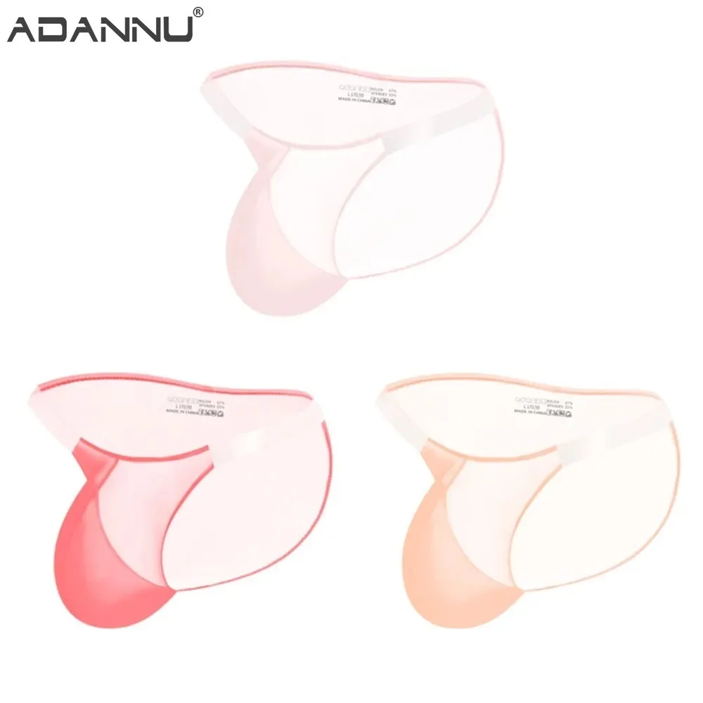 Прозрачные мужские трусы с U-образной сумкой, бикини, нижнее белье, сексуальное мужское мягкое нижнее белье с низкой талией, дышащие быстросохнущие мужские треугольные трусы