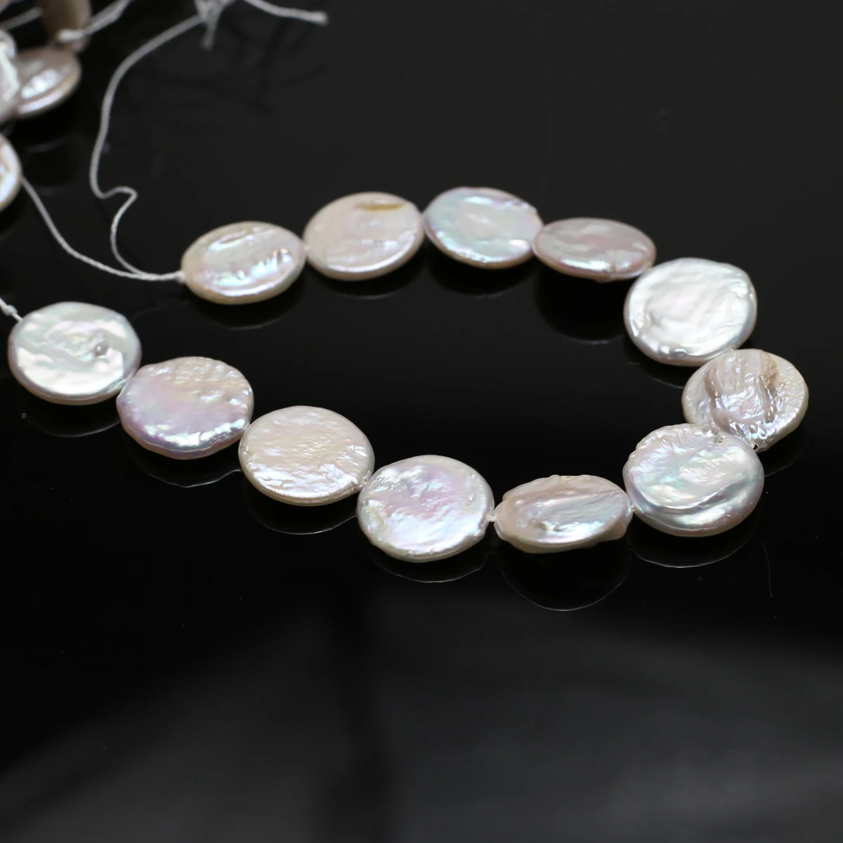 15x15 مللي متر AAA 18 سنتيمتر المياه العذبة الطبيعية الأبيض الجولة الباروك اللؤلؤ حبة مجوهرات هدية جعل عقد دي اي واي سوار إكسسوارات الزفاف #6