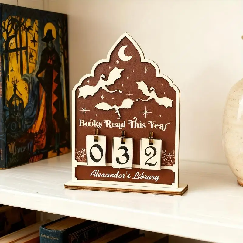 Wooden Book Read This Year Counter Reading Challenge Tracker Bookshelf Club Classroom Decor New Years Gifts For Bookworm Family