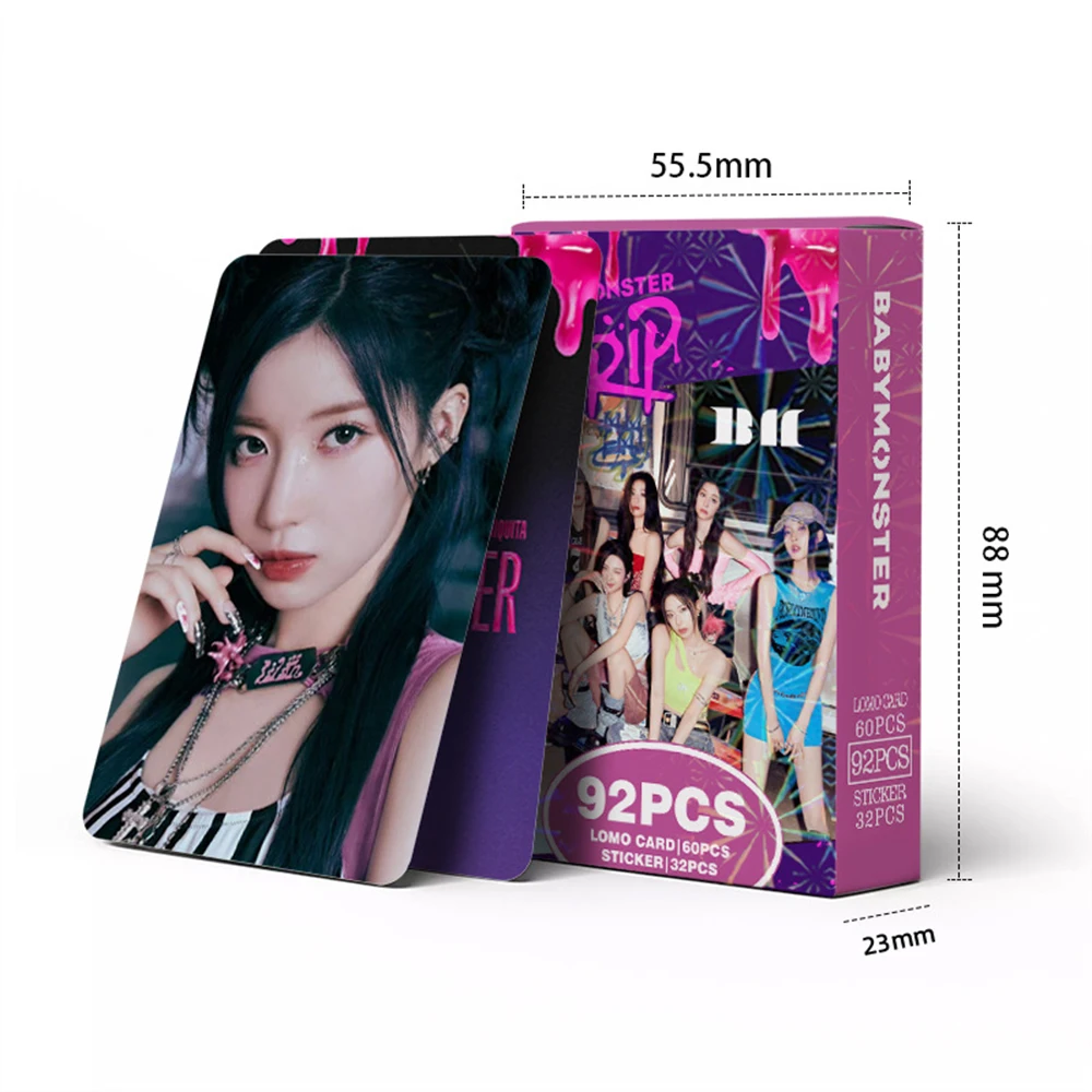 92Pcs/Set KPOP BABYMONSTER New Album DRIP Boxed Card High Quality Double Sides Printing LOMO Card ASA AHYEON RUKA RAMI RORA Gift