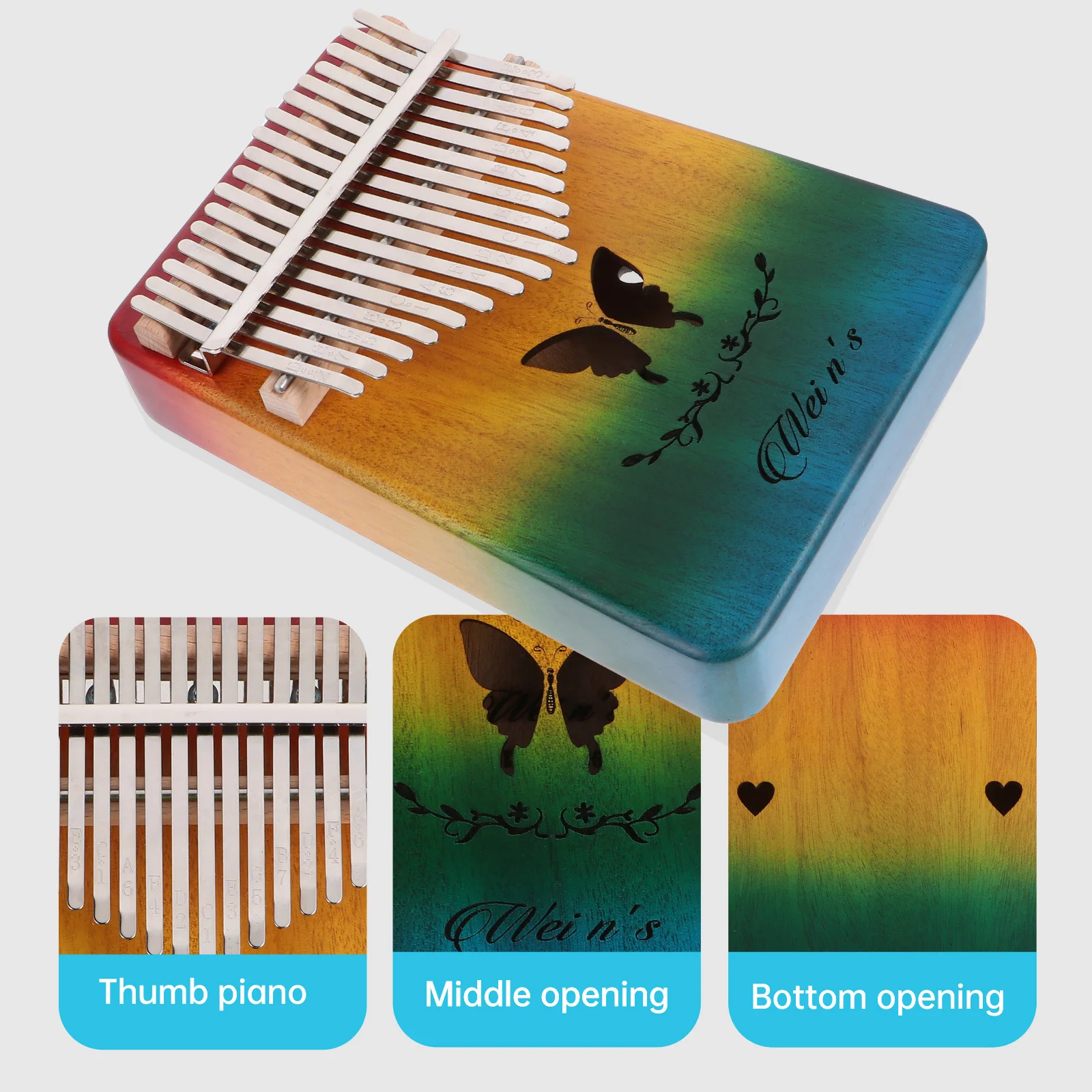 

1Set Kalimba Thumb Piano 17 Tone Mini Musical Instrument Solid Wood Hanging Decoration for Kids Adults Thumb Piano