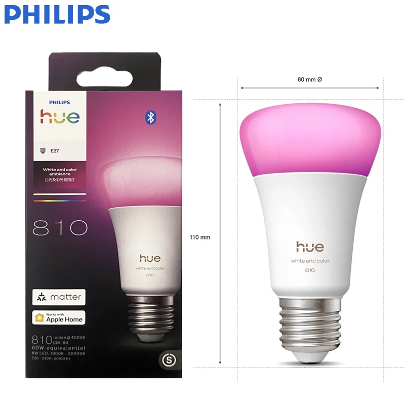 philips-hue-e27-a60-white-and-colour-ambiance-smart-led-home-light-bulb-810lm-220‑240v-works-with-alexa-google-home-bluetooth
