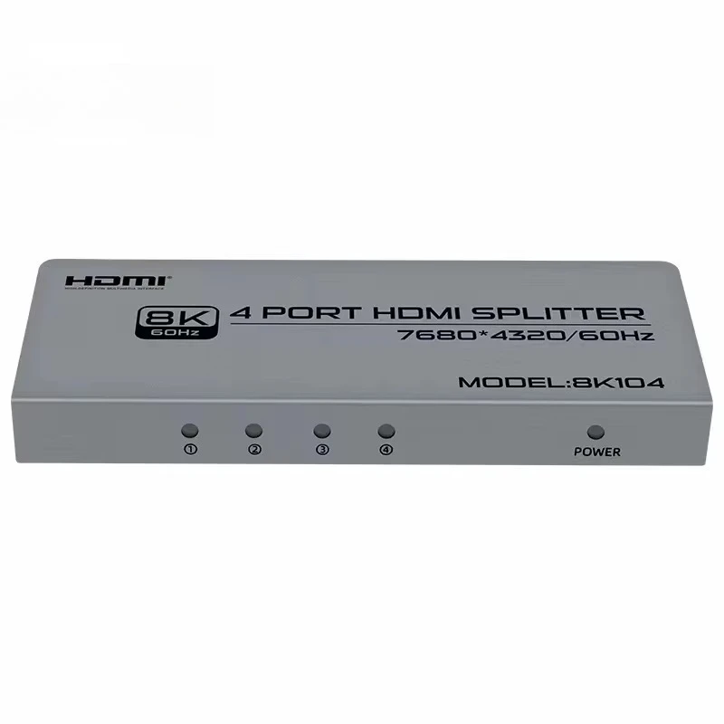 FJ-8K104  8K Four Port HDMI Splitter 1 in 4 Out 7680*4320@60Hz HDMI2.1 4 Screens Together Sharing Audio Video Accessories