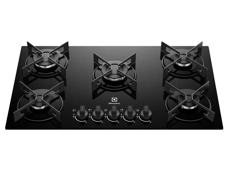 Kochfeld 5-Gas-Bits LPG Electrolux Black Automatic Light-up Efficient KE5GR - Bivolt