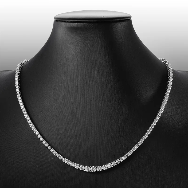 D Color VVS1 Moissanite Tennis Necklace GRA Certified Pass Diamond Tester S925 Sterling Silver 18K Gold Plated Anti Allergy Never Fade Adjustable Chain Iced Out Hip Hop Luxury Fine Jewelry Unisex Anniversary Birthday Party Daily Gift For Women