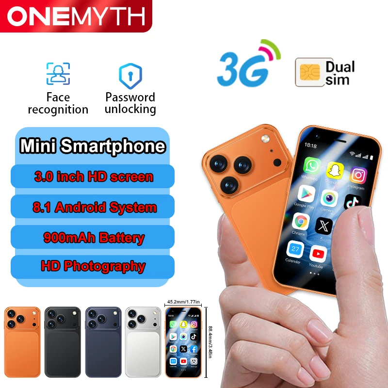 ONEMYTH A17 Pro MINI 3G small smartphone, Play Store, SEVRO, WhatsApp, GPS, WiFi, dual SIM cards, facial recognition