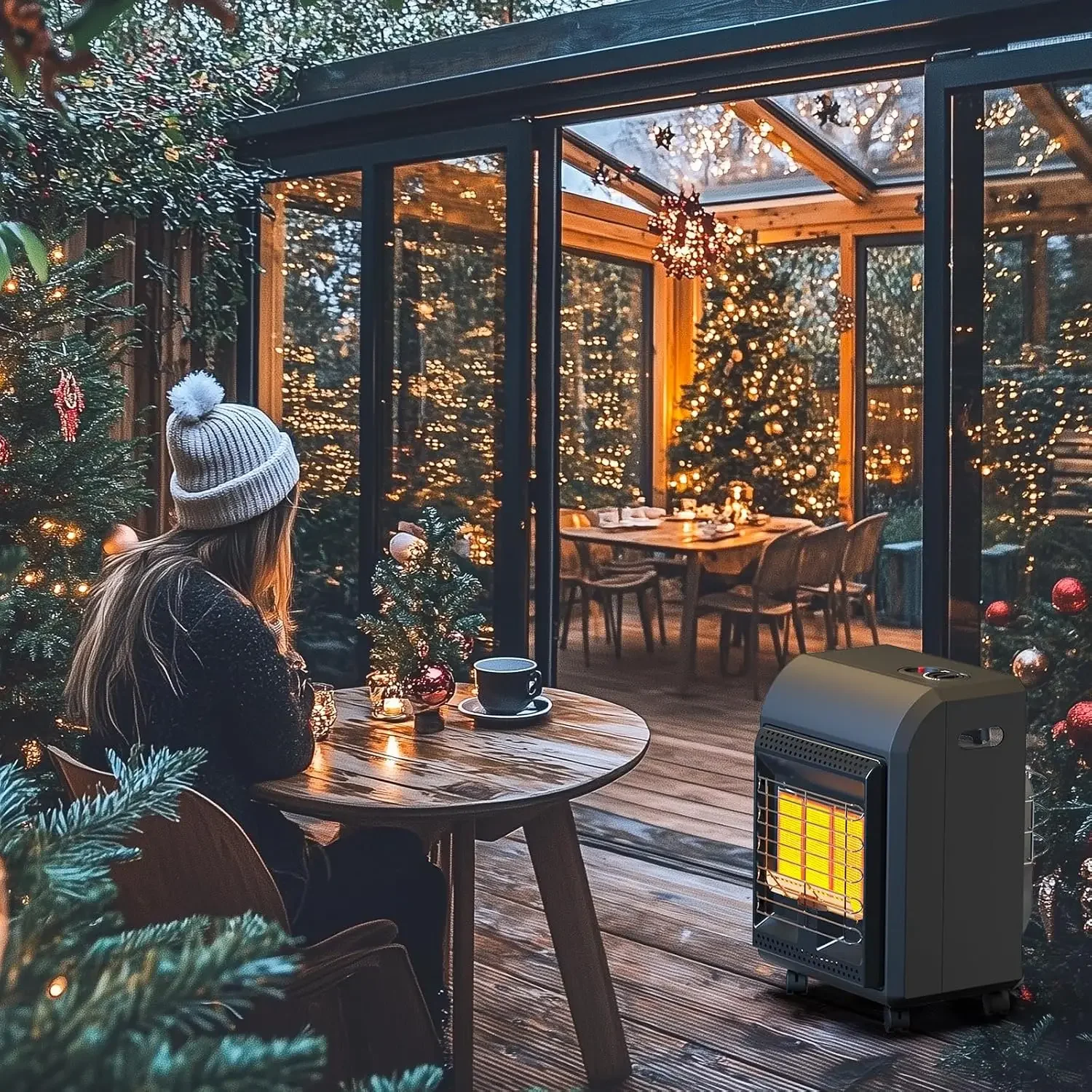 6000 to 18000 BTU 3 Setting Propane Tank Heater with Regulator,Cordless Portable Propane Heaters for Garages, Yards and Camping