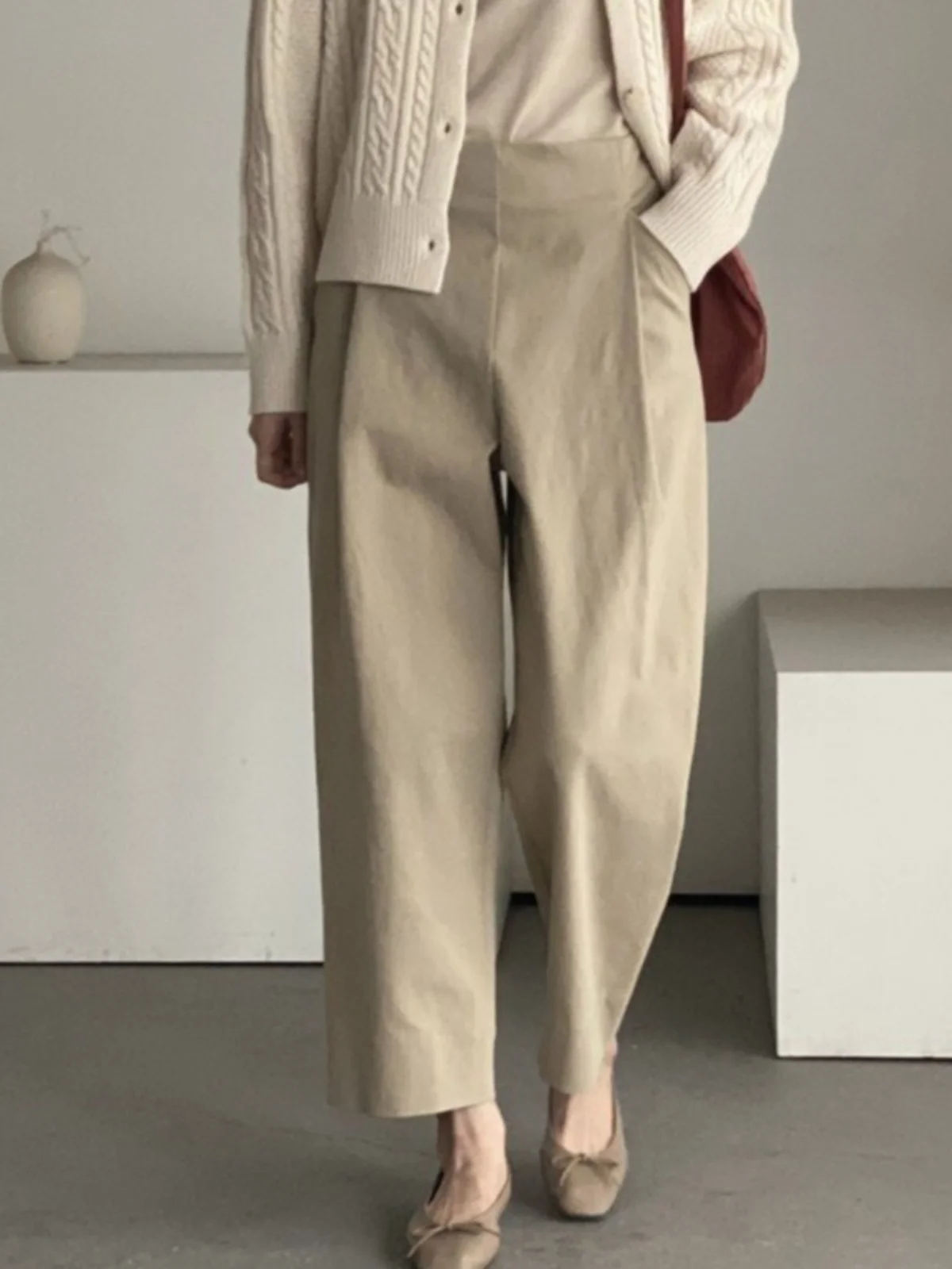 Korean Style High Waist Loose Casual Pants Women\'s Versatile Nine Point Pants Spring New Design Slimming Effect Age Reduction
