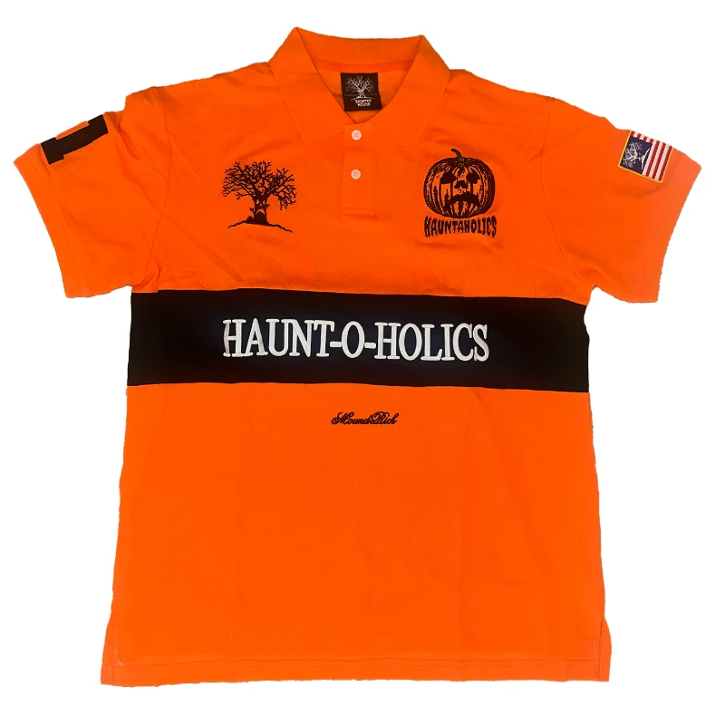 Y2K Haunted Polo Shirts Halloween Devil Pumpkin Pattern Embroidery Men Women Streetwear Gothic Hip Hop Rock Lapel Short Sleeves image 2
