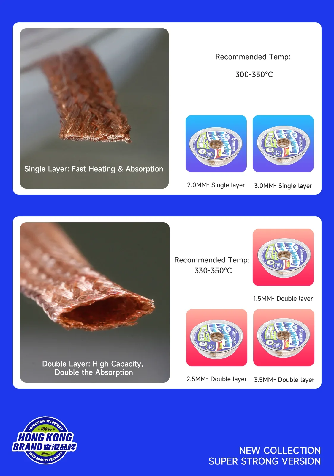 ميكانيكي Dr.X Pro لحام الفتيل 1.0-3.5 مللي متر ديسولديرينغ جديلة الفتيل لحام مزيل سلك سريع القصدير امتصاص لأداة لحام PCB بغا #5